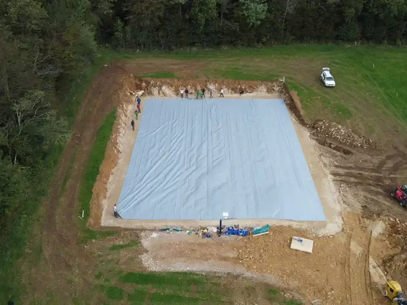 Instalación de una cisterna flexible de 1200 m3 – efluentes agrícolas